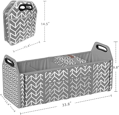 Miniatura 2 de Organizador de maletero, bolsa de almacenamiento plegable de carga portátil, hielera organizadora de vehículos, organizador con 4 compartimentos,