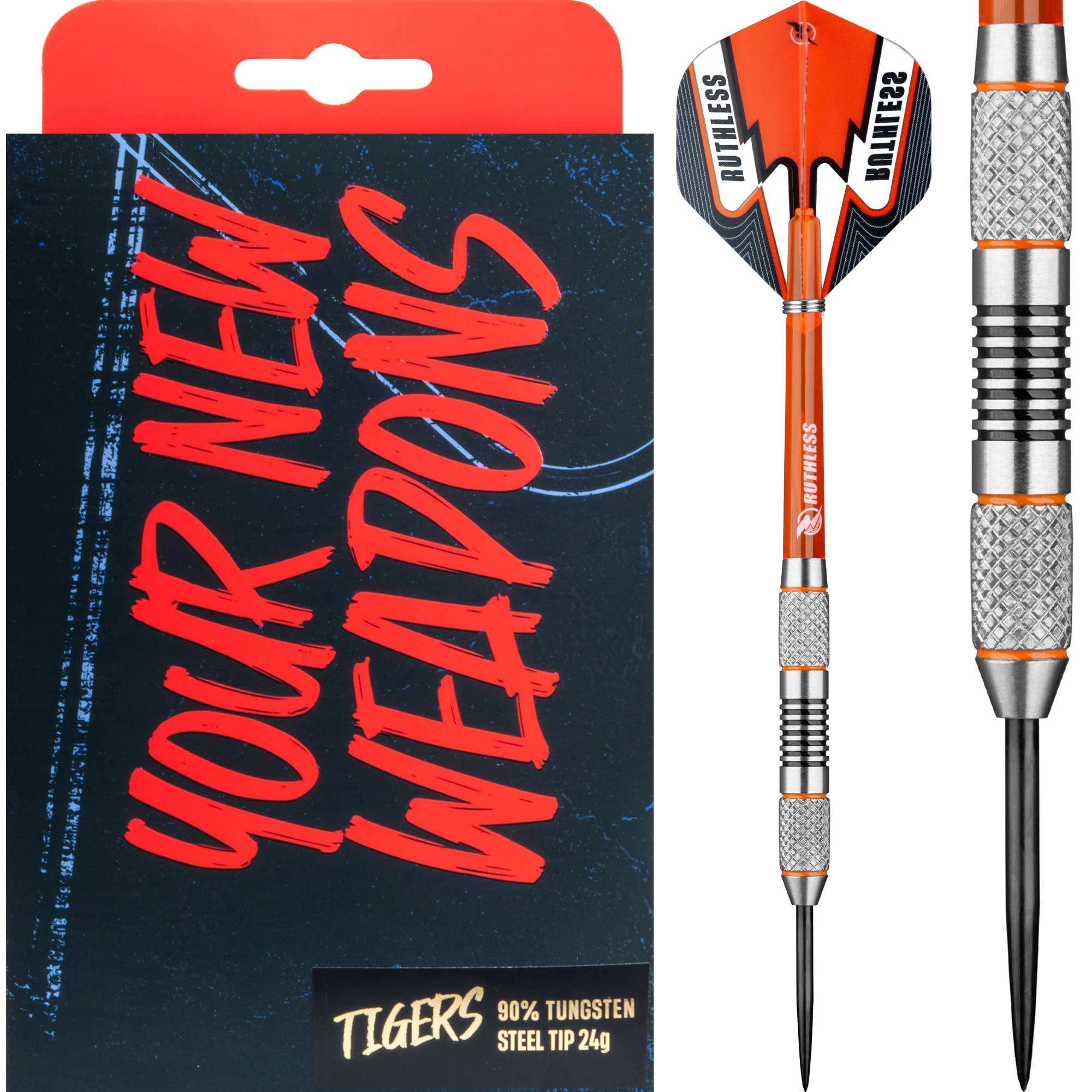 RUTHLESS Tigers Darts | 90% Tungsten Steel Tip Tungsten | Ring & Knurl 24g - Image 4