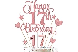 Happy 17th Birthday Cake Topper Decorations Kit in Rose Gold