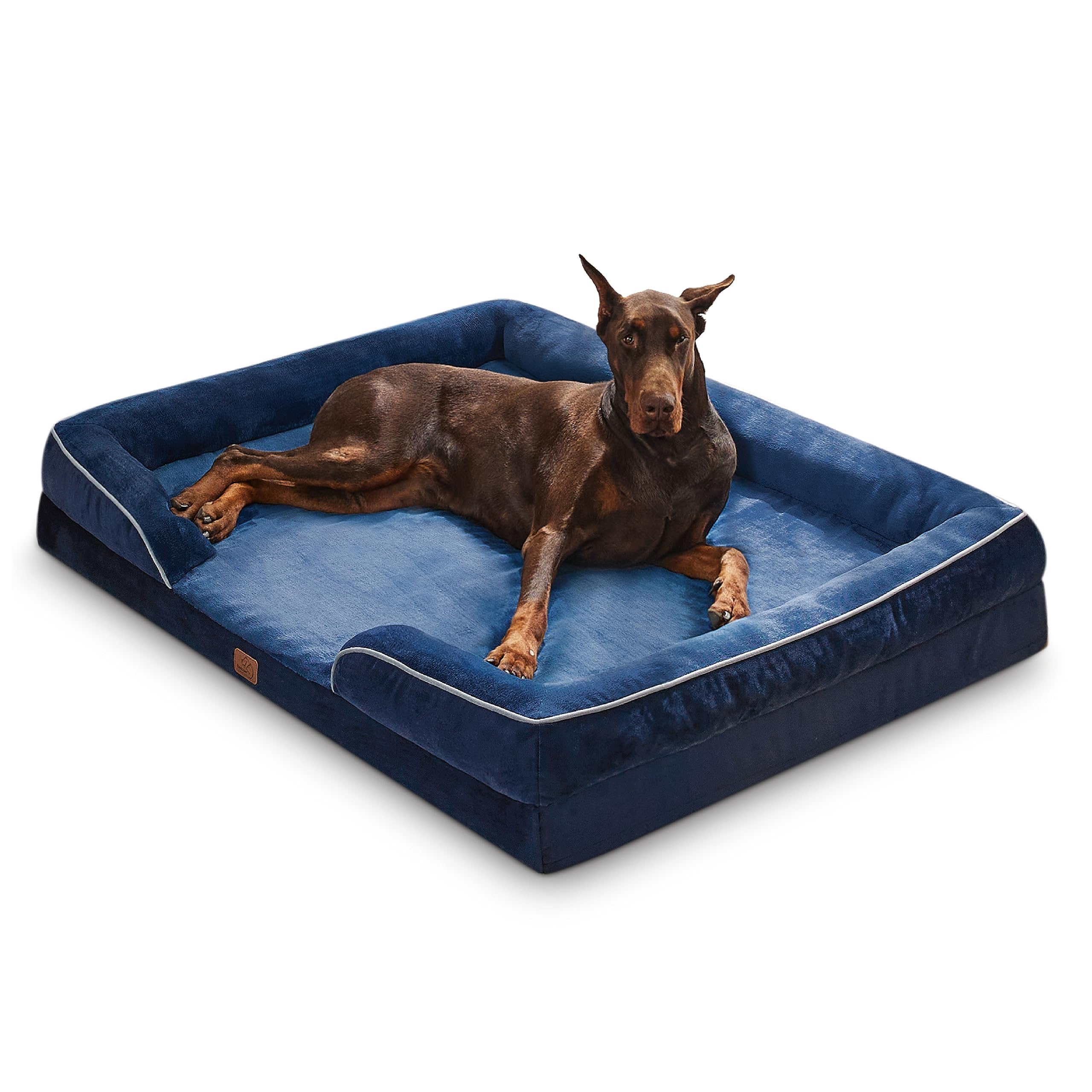 Bedsure Letto per Cani Grande 134x106x20cm - Divano per Cani Taglia Grande in Uovo Foam, Colore Blu, Cuscino per Cani Sfoderabile e Lavabile