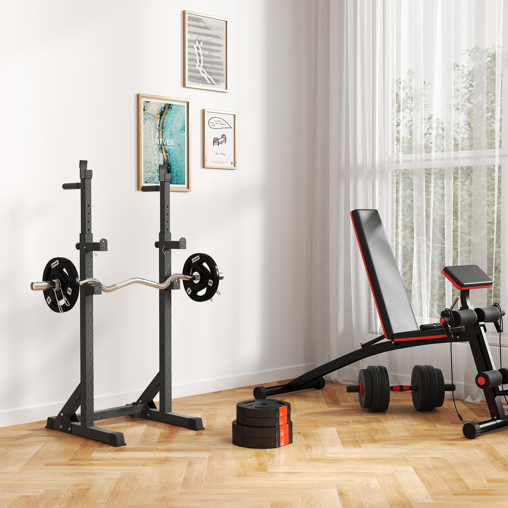 SPORTNOW Juego de discos de pesas olímpicos, discos de pesas con agujeros de 2,5 cm, para gimnasio en casa, entrenamiento de fuerza para levantamiento de pesas, color negro
