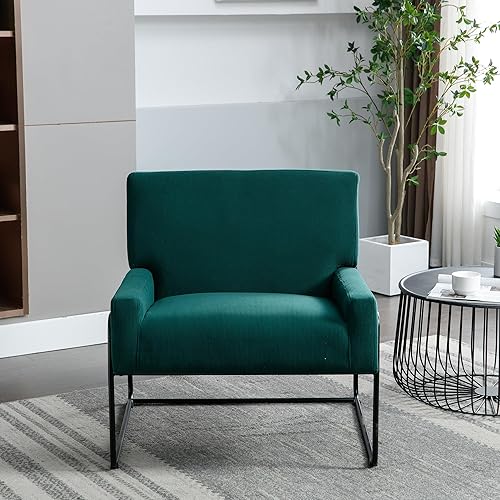 Miniatura 3 de HomSof Accent Chair - Sillón industrial moderno con marco de metal para sala de estar, esmeralda