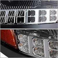 Vista 4 de Auto Dynasty Faros de proyector de señal de giro secuencial LED de halo dual DRL compatibles con Volvo VN VNL 300 400 430 630 740 04-18, carcasa