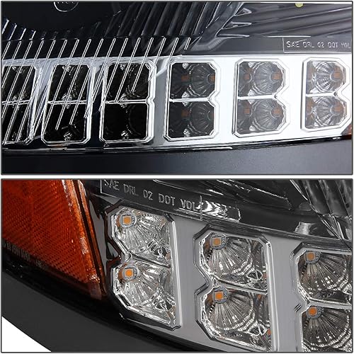 Miniatura 4 de Auto Dynasty Faros delanteros de proyector de señal de giro secuencial con doble LED Halo DRL compatible con Volvo VN VNL 300 400 430 630 740 04-18,