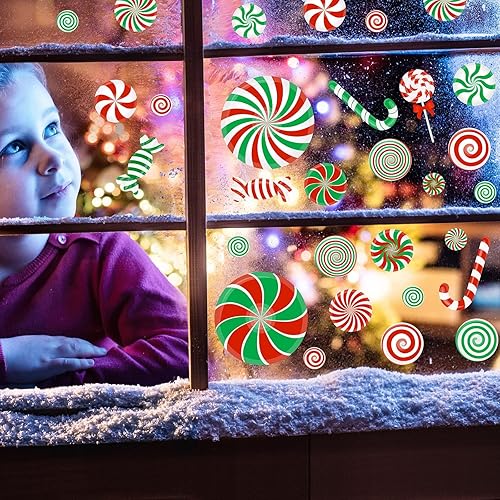 Miniatura 9 de 54 calcomanías de Navidad para decoración de pared de menta de Navidad calcomanías de Navidad para el suelo calcomanías de Navidad para pared