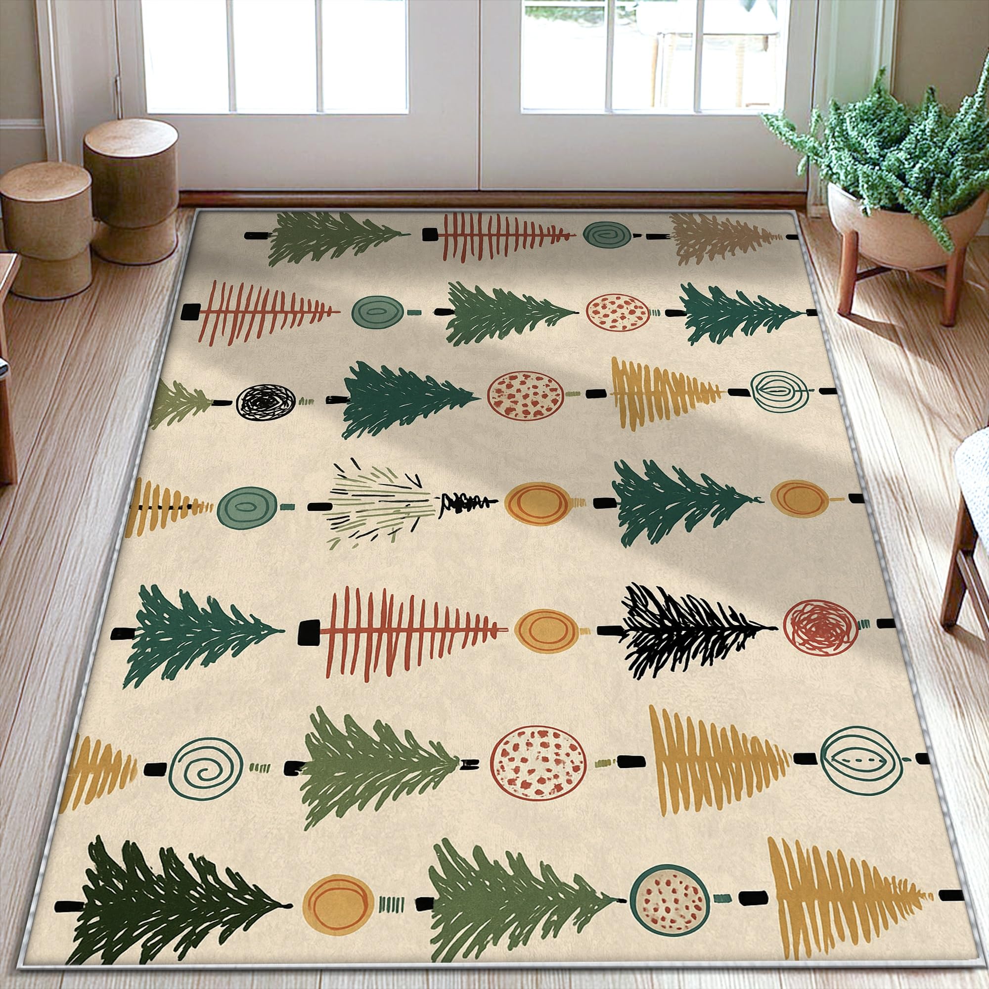 Tapis d'arbre de Noël vert 0,9x1,5m pour entrée et cuisine festive