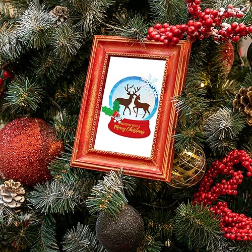 Miniatura 7 de ORIGACH Juego de sellos transparentes de Navidad y troqueles de corte, sellos de silicona de gnomo de Navidad y globo de nieve de metal troquelado