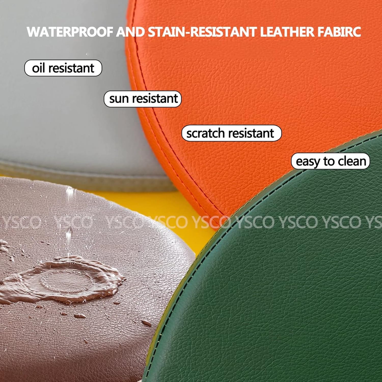 Chair Seat Pads for Dining Chairs Spring Colors, Small Round Chair Cushions 16 Inch, Small Round Seat Cushions for Patio Chairs, Summer Waterproof Outdoor Indoor Seat Pads Light Grey