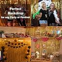 GOER 3.2 ft x 9.8 ft Metallic Tinsel Foil Fringe Curtains for Party Photo Backdrop Decor (Gold,3 Packs) gallery image