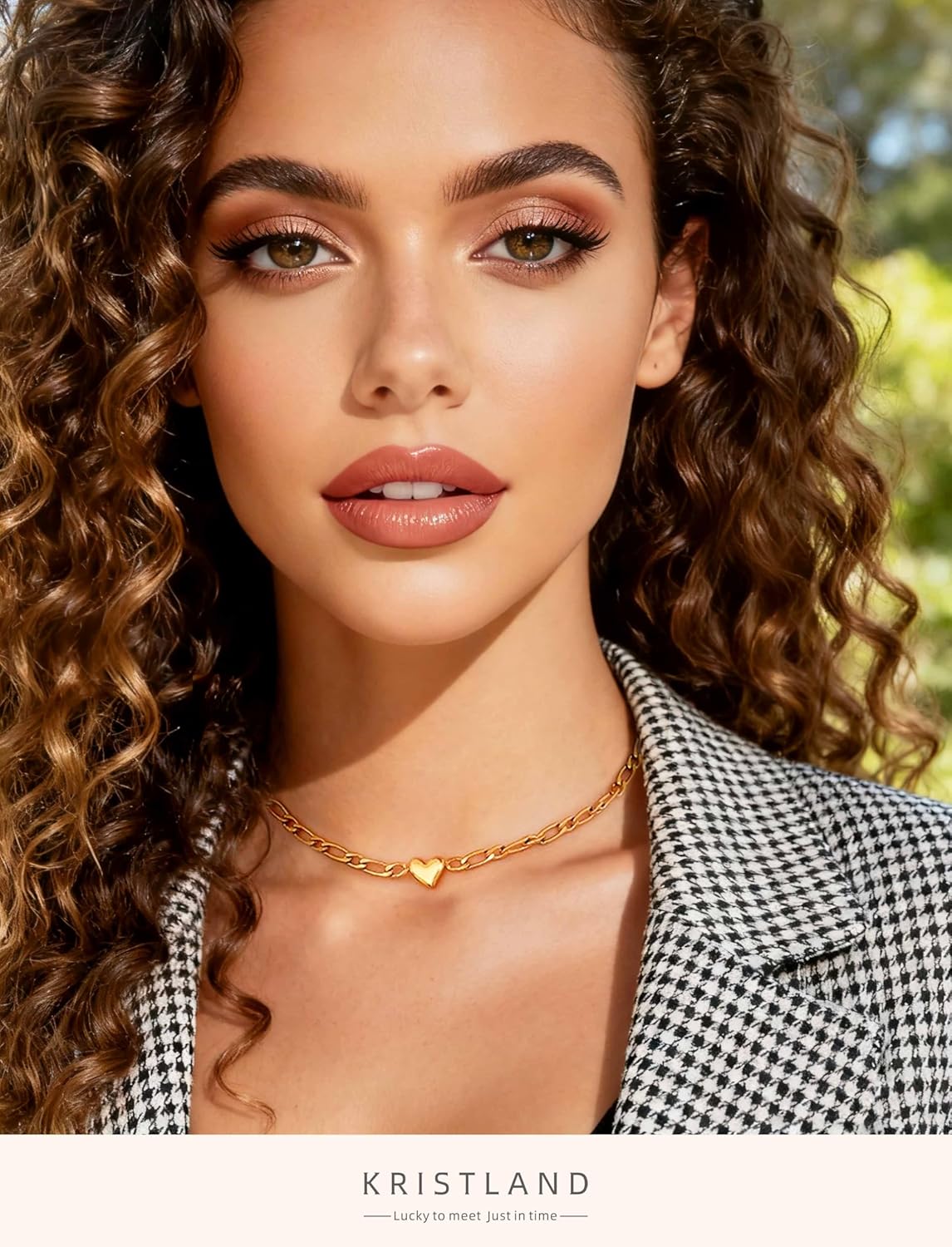 18k Gold Plated Simple Gold Heart Necklace Sturdy Figaro Chain Choker Adjustable Long Trendy Chain Gift - Image 2