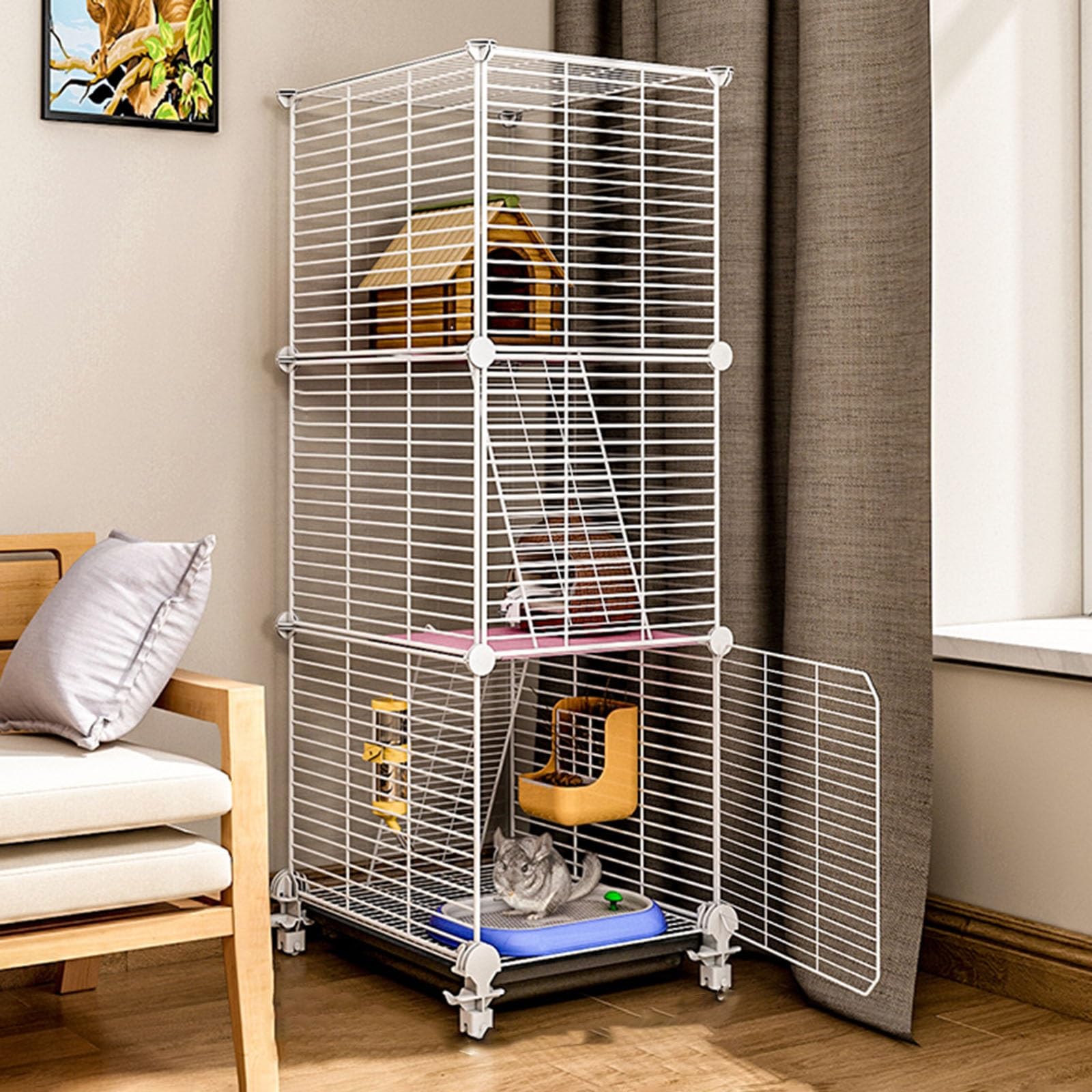 Cage pour cobayes spacieuse évitant le stress des chinchillas