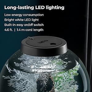 biOrb Classic 15 Acrylic 4-Gallon Aquarium with White LED Lights Modern Compact Tank for Tabletop or Desktop Display, Black-Trimmed Tank