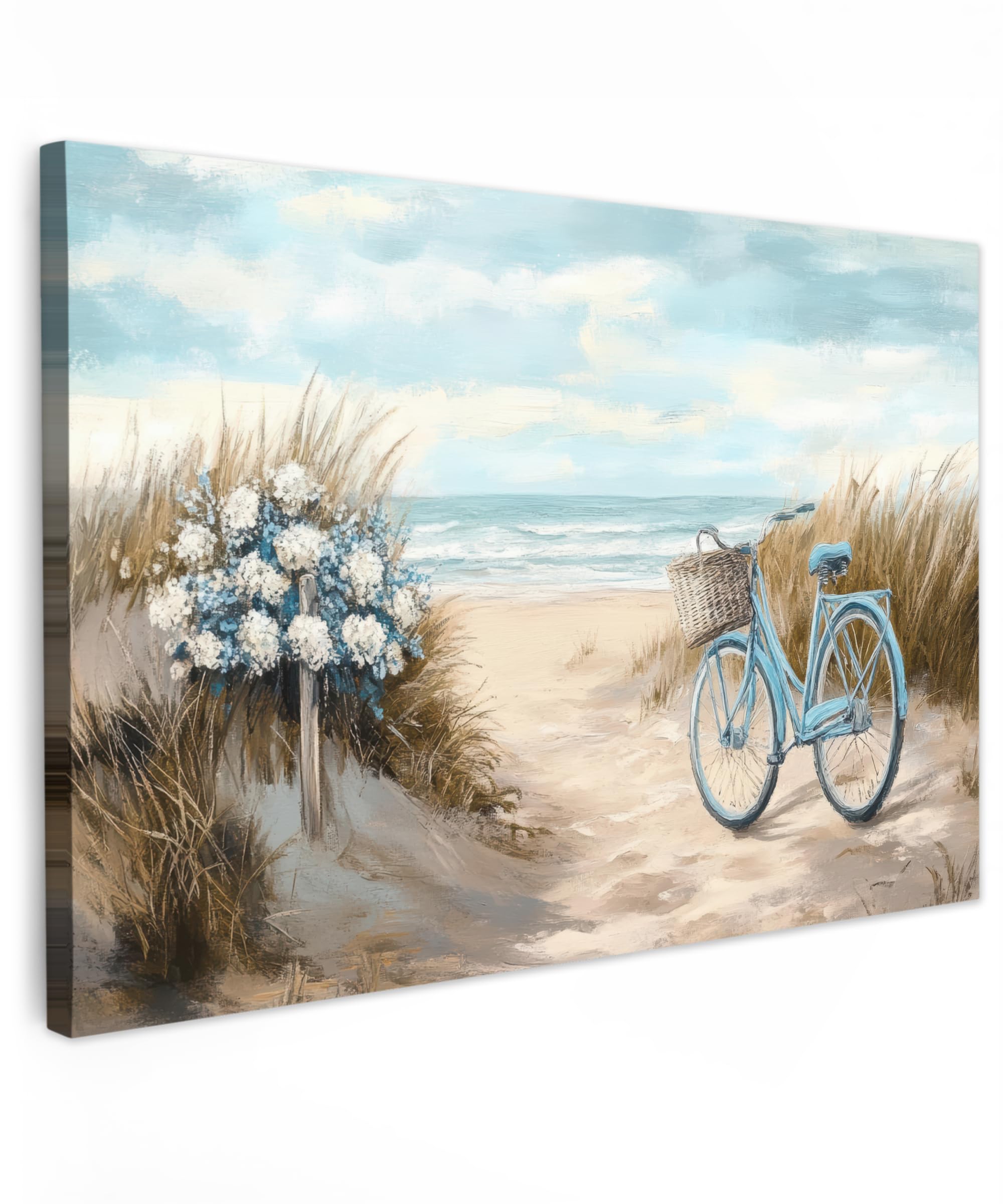 MuchoWow© Canvas Wall Art 35"x24" / 90x60 cm Decor Prints for Living Room Decorative Canvases Hall Artwork Beach - Sea - Bike - Vintage - Flowers — image 1