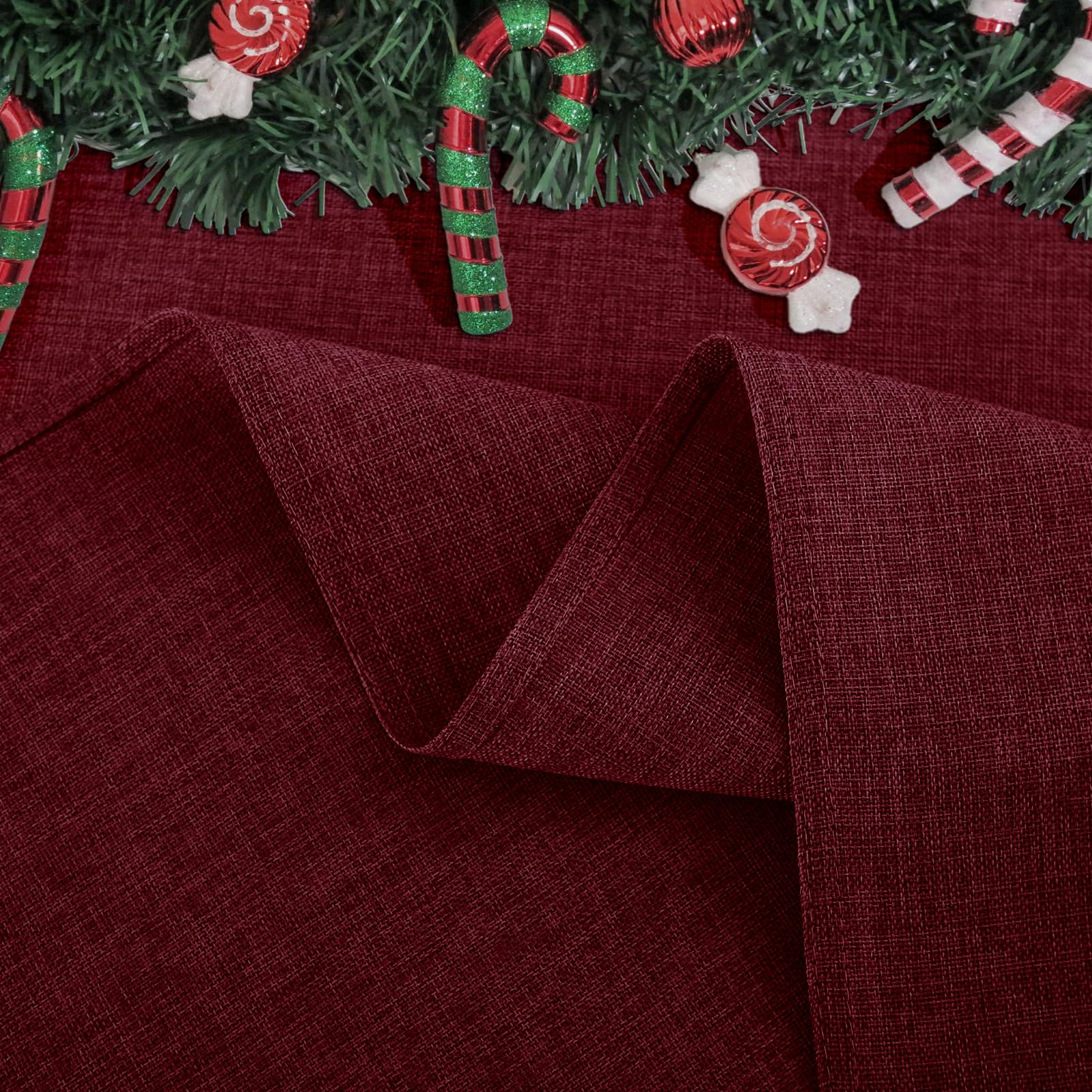 Softalker Tovaglia natale elegante 140x100 cm quadrata centrotavola Tovaglia antimacchia moderna rosso Tovaglie in finto lino decorativa per natalizia, esterno feste, compleanno, cucina, 1 pezzo