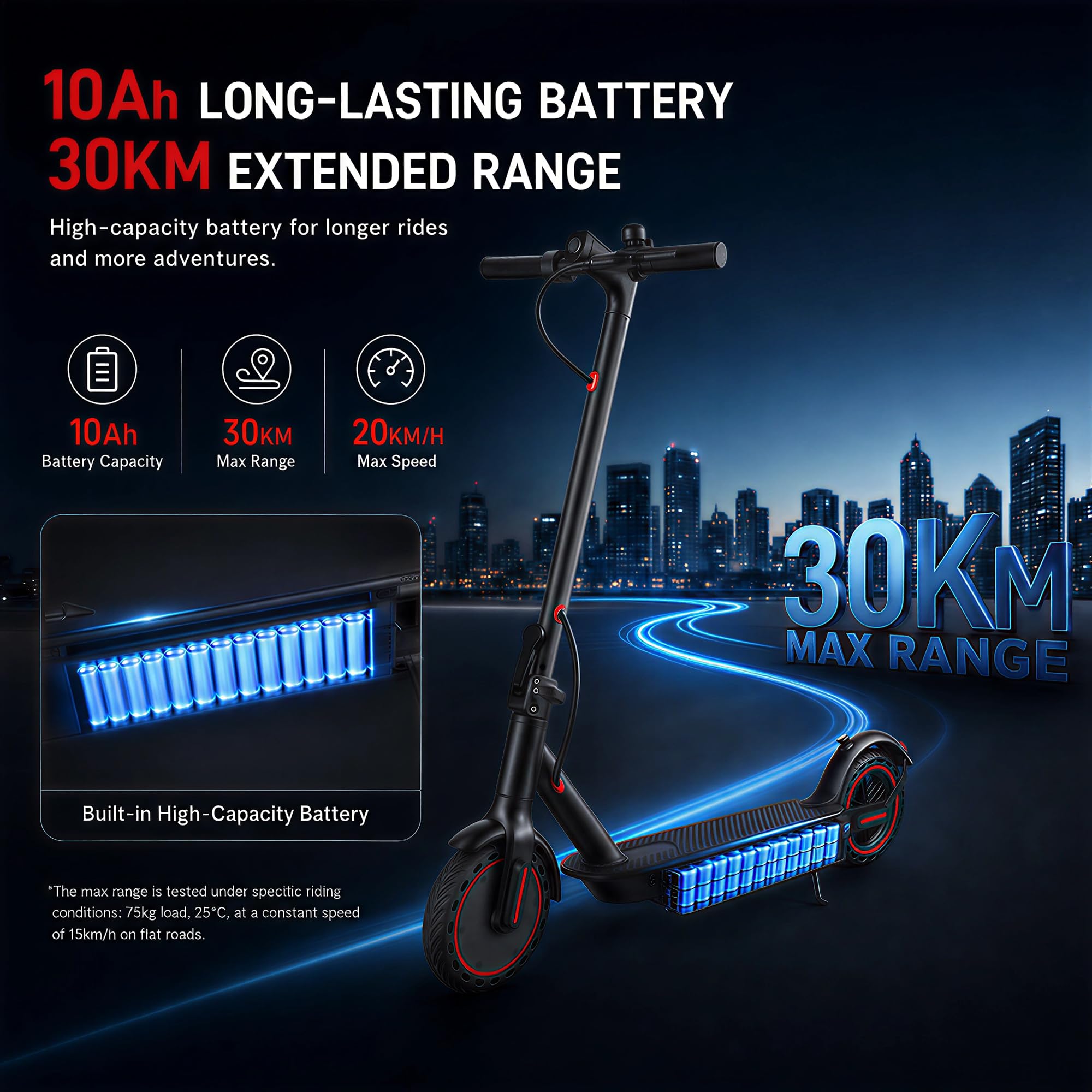 Patinete eléctrico plegable para adultos, 10,4 Ah, autonomía 25/35 km, neumáticos sólidos 8,5", carga máxima 120 kg, control con App