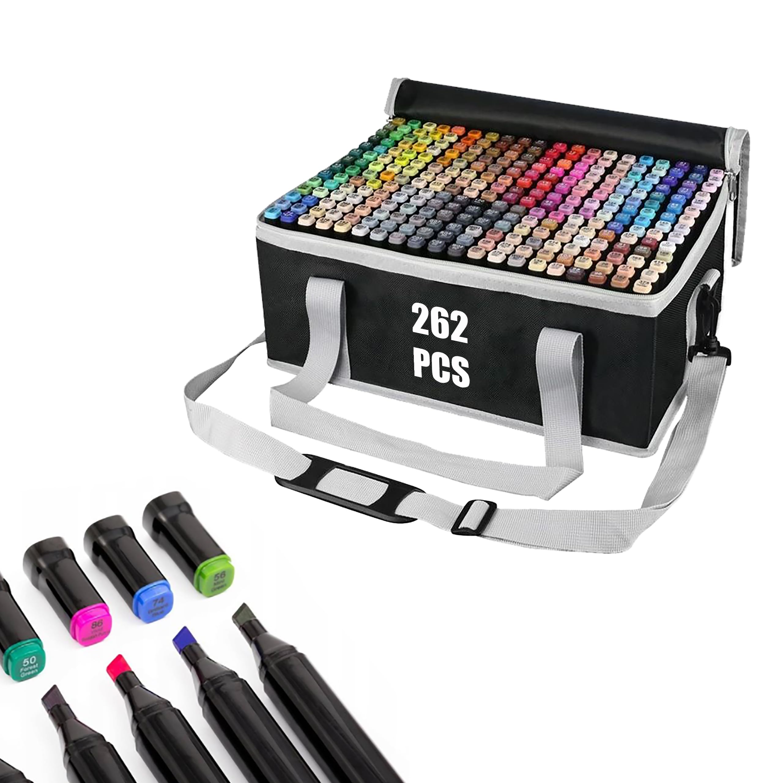 RiyaNed Set van 80 markeerstiften, permanente markeerstiften, alcoholmarkers, viltstiften, uitgerust met zwarte draagtas, voor studenten, manga-kunstenaars, schetsen, markeerstiften, set (80 kleuren RiyaNed Set van 80 markeerstiften, permanente markeerstiften, alcoholmarkers, viltstiften, uitgerust met zwarte draagtas, voor studenten, manga-kunstenaars, schetsen, markeerstiften, set (80 kleuren