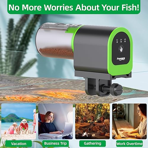 Miniatura 40 de FREESEA Alimentador automático de peces para acuario: dispensador automático de alimentos para peces con temporizador para tanques pequeños Betta
