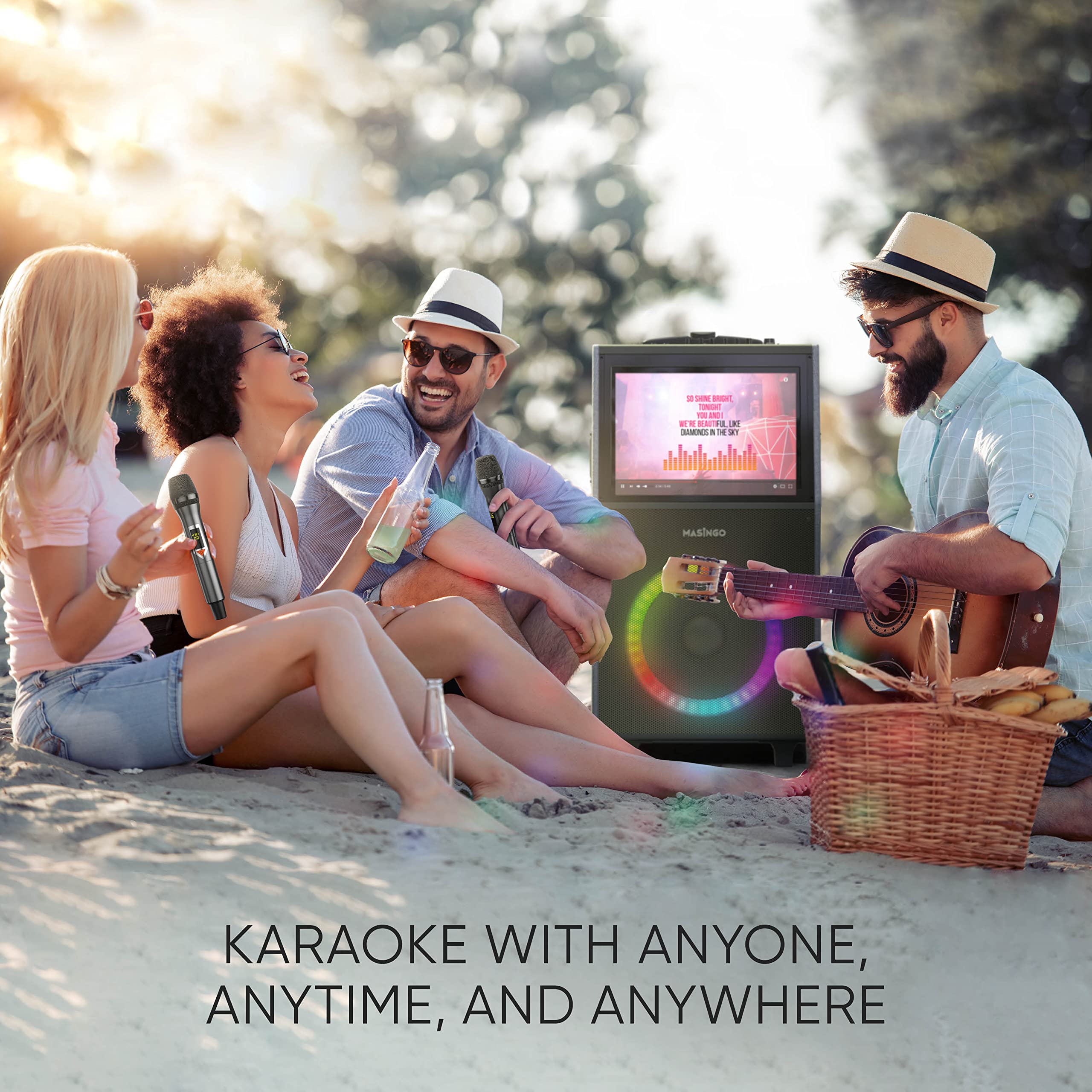 MASINGO 2022 New Professional Karaoke Machine with Lyrics Display