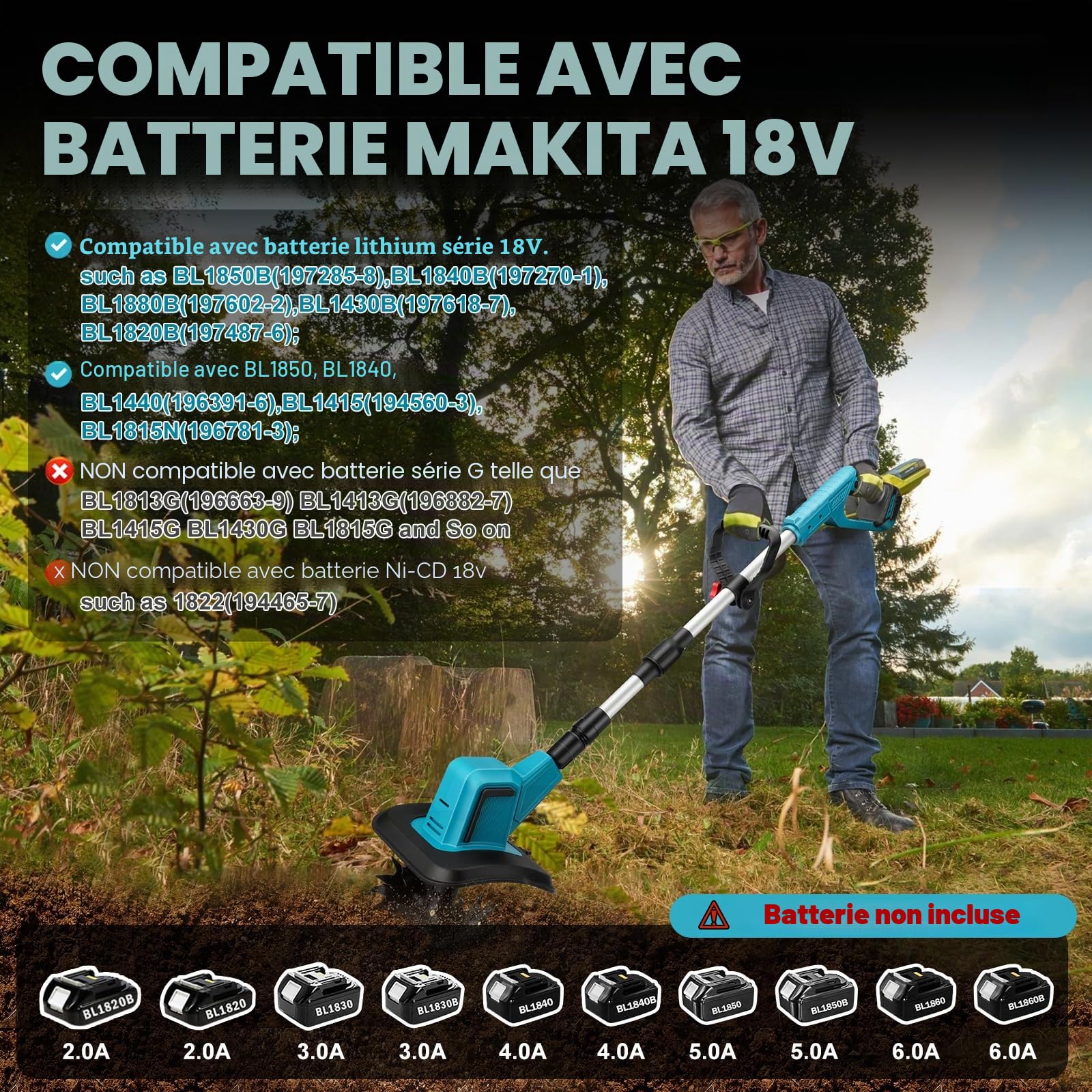 Motoculteur sans Fil pour Makita 18V (sans Batterie)