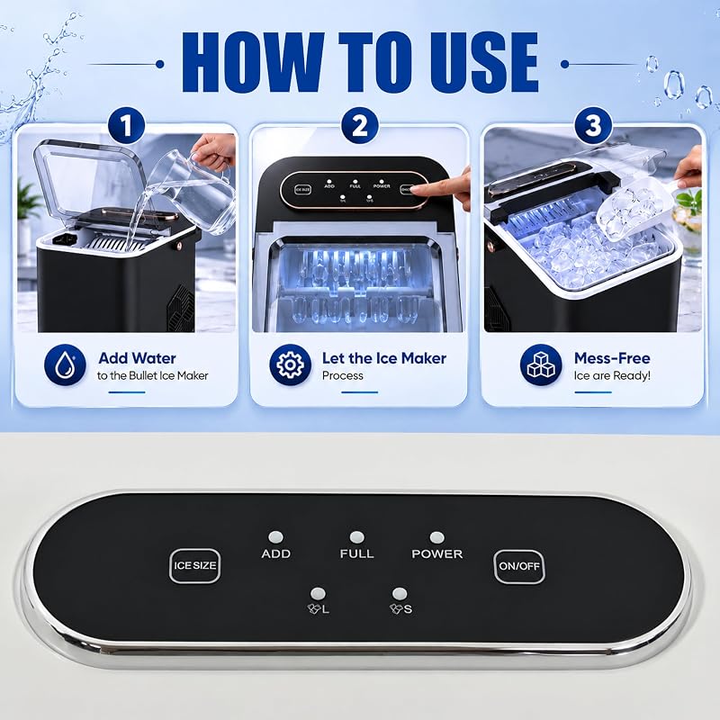 Countertop Ice Maker Machine, 26 lbs/Day Ice 1.4L Tank, 9 Ice Cubes in 6Min image 4