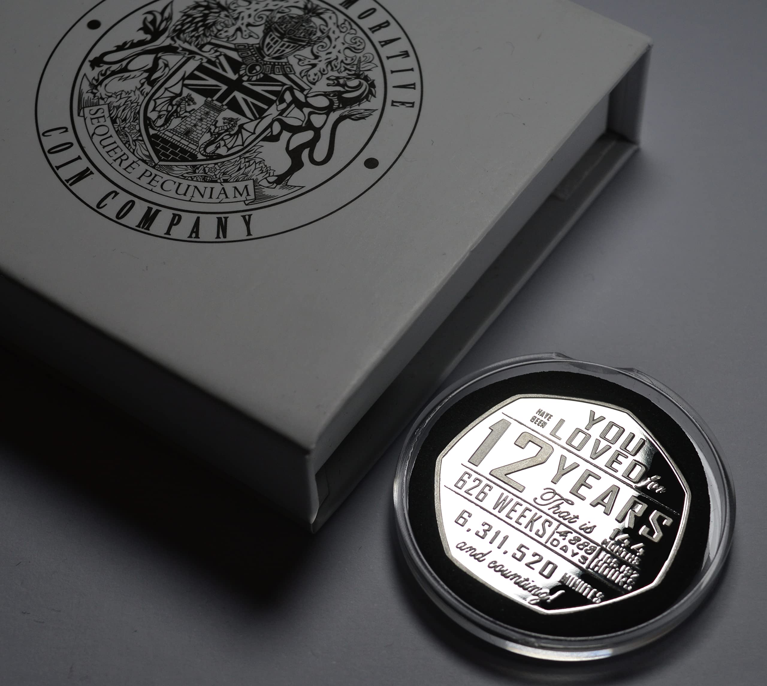 12th Birthday Silver Commemorative in Capsule and Gift/Presentation Box. 12 Years 'And Counting' Gift/Present Congratulations/Party/Ideas Celebrating 12 Twelve