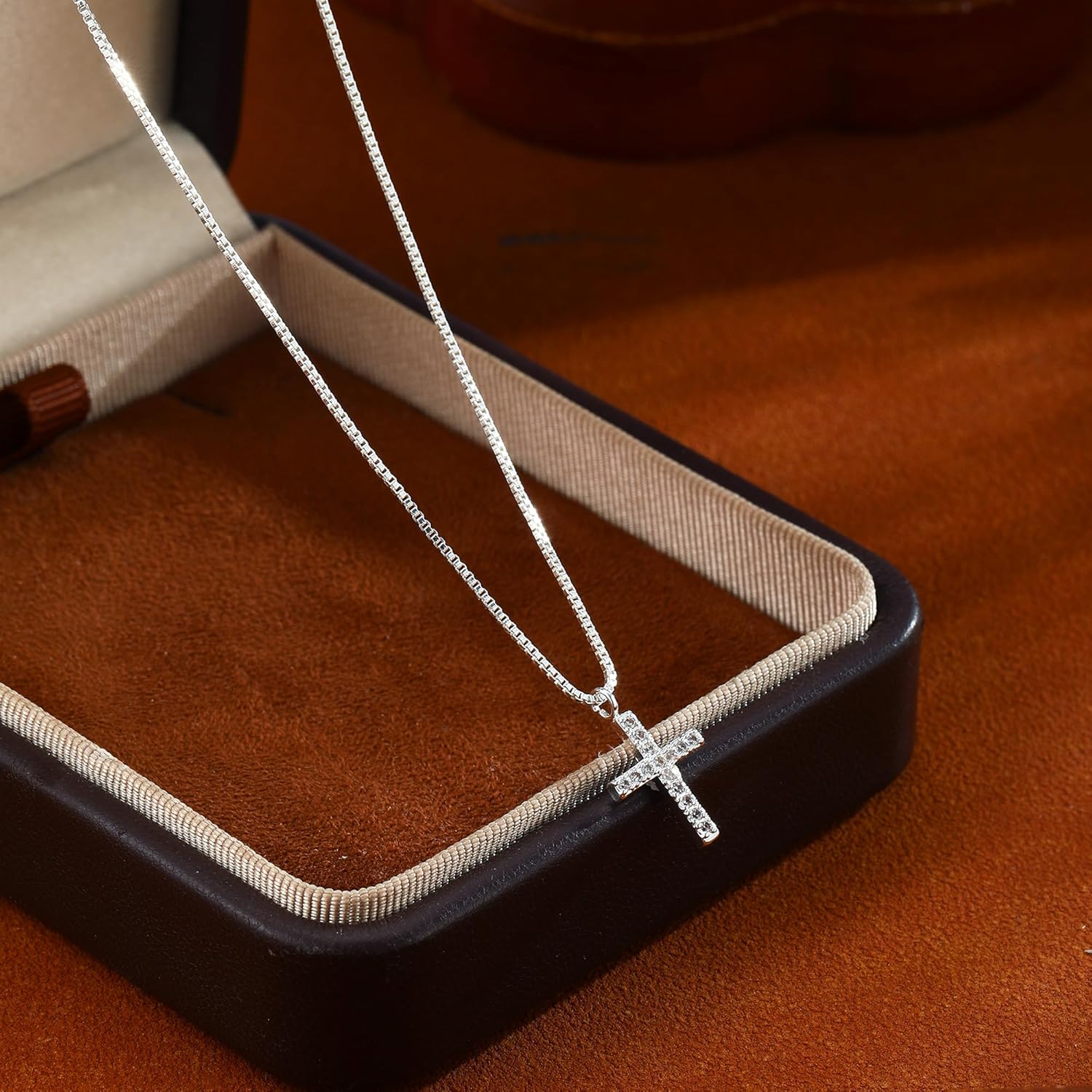 Cross Necklace for Women,Dainty 14K Gold Silver Plated Cross Choker Pendant Jewelry Non Tarnish Trendy Simple Circle Chain Small Necklace Birthday Faith Jewelry Gifts - Image 6