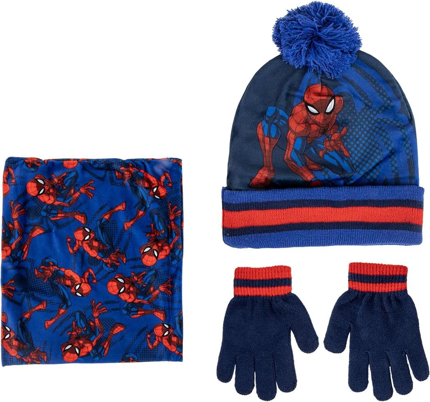 CERDÁ LIFE'S LITTLE MOMENTS Spiderman Hat, Guntes and Panty Set, Comfortable and Practical Ideal Day 3 Pieces, Multicoloured, One Size for Children, multicoloured, One Size