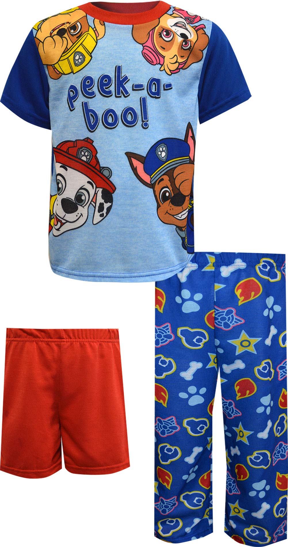 NickelodeonAME Sleepwear Boys' Paw Patrol Peek A Boo Toddler 3 Piece Pajamas