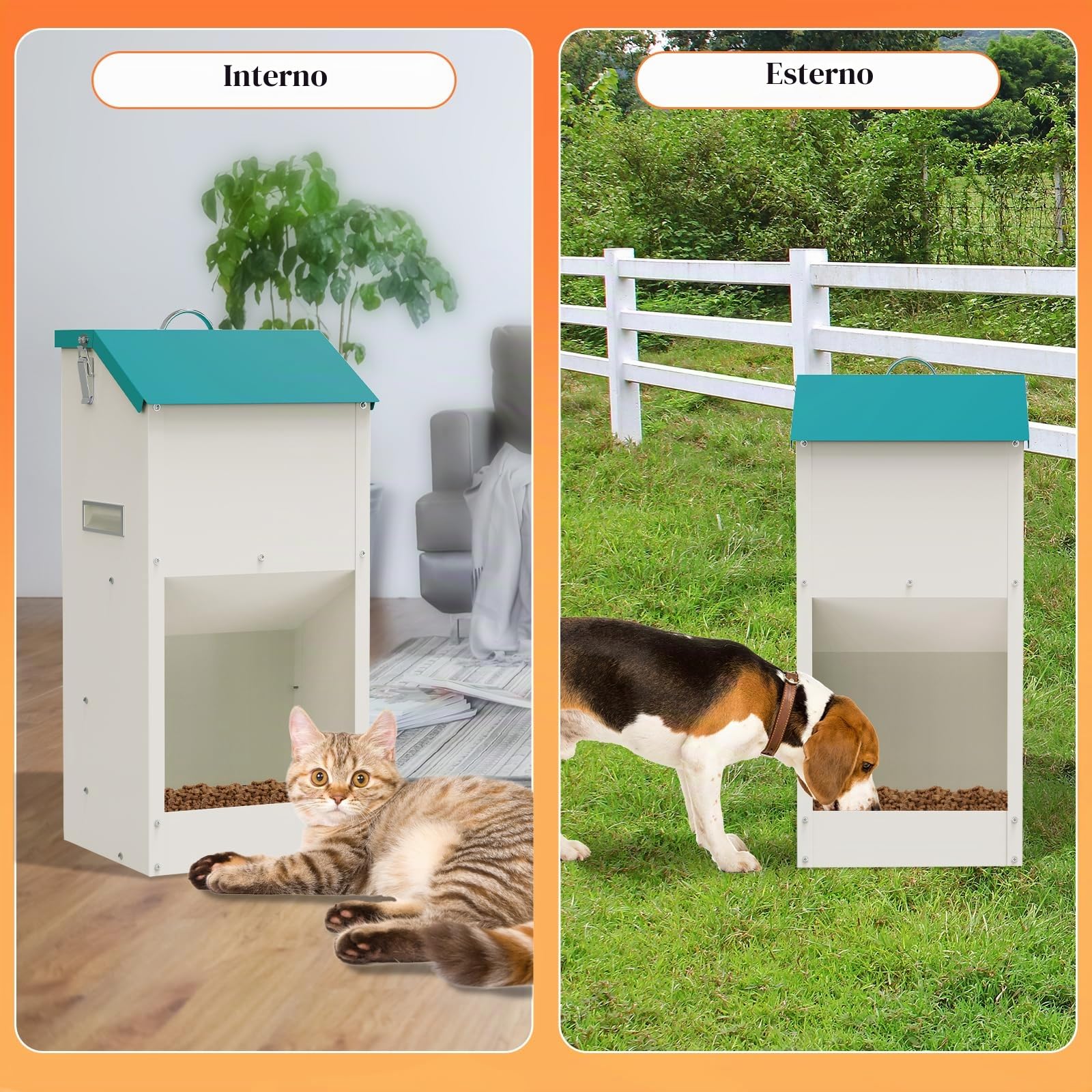 Svauouumu Alimentatore Automatico Per Cani 6 Kg Alimentatore Automatico Per Gatti Gravity Metal Alimentatore Per Cani Con Coperchio Per Cuccioli Gatti, Cuccioli
