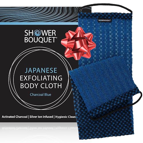 Shower Bouquet Japanese-Exfoliating-Washcloth Back-Body Charcoal Silver Ion