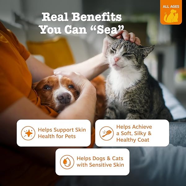 Zesty Paws Wild Alaskan Omega-3 Blend Pollock + Salmon Oil for Dogs and Cats- Skin and Coat Support, Omega 3 Supplement for Pets, 32oz - 2
