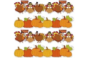 Whaline Thanksgiving Bulletin Border, Self-Adhesive Turkey Pumpkin Border Trim