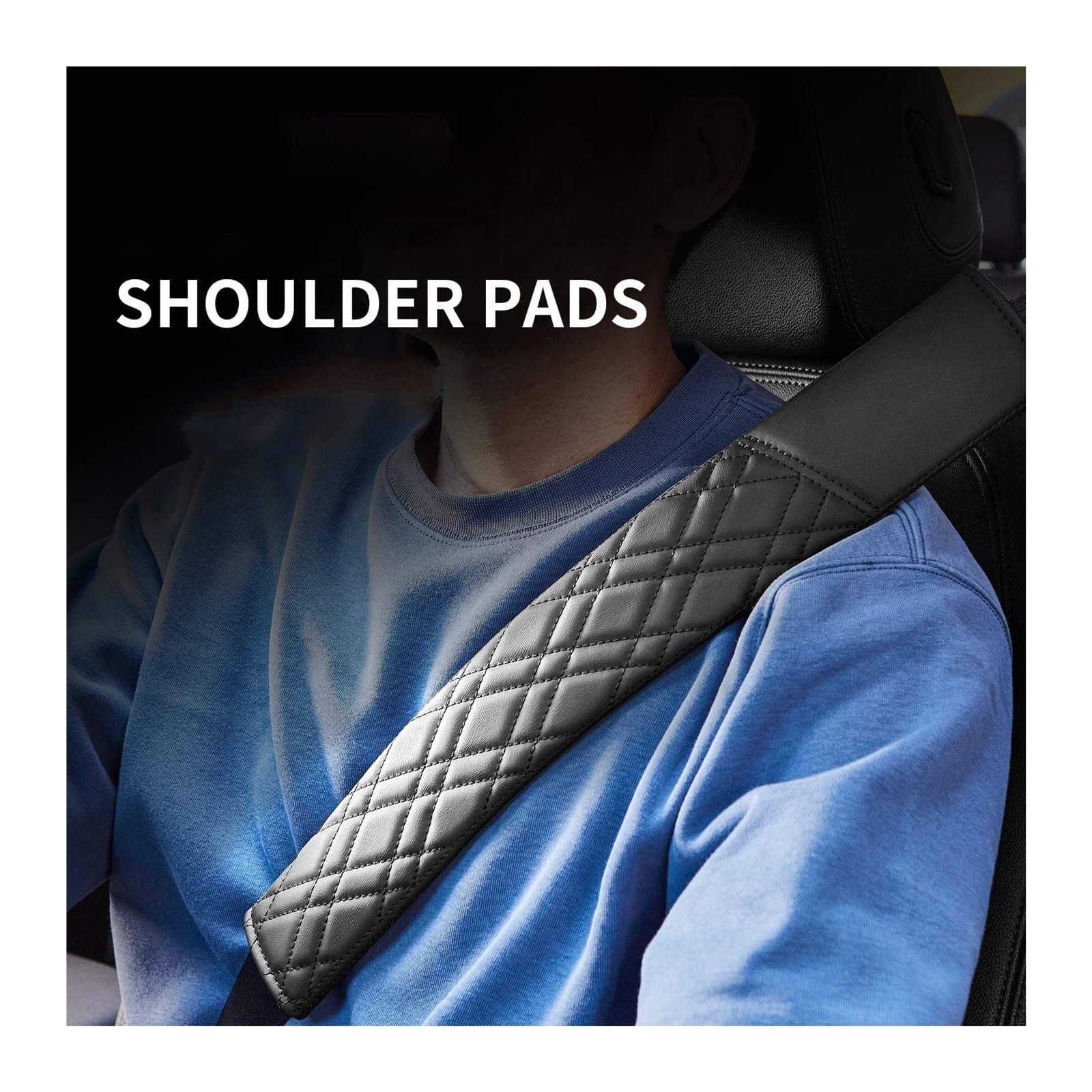 Almohadilla cinturón Almohadillas Para Cinturón Seguridad Coche Almohadilla Universal Cuero Para Correa Hombro Funda Cojín Protector De Seguridad(Black2)