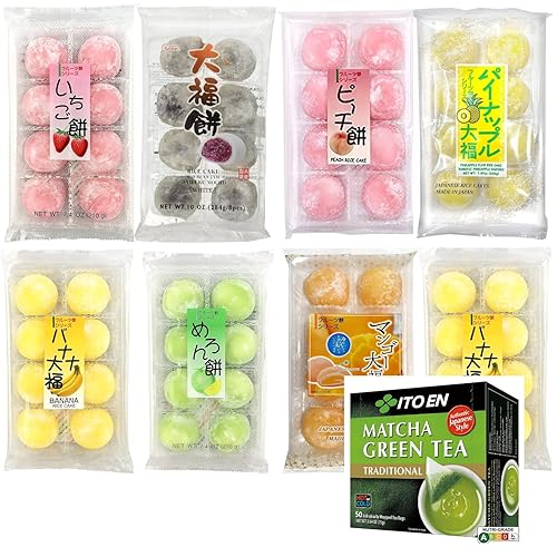 Daifuku Mochi Set con bolsita de té (paquete de 9)