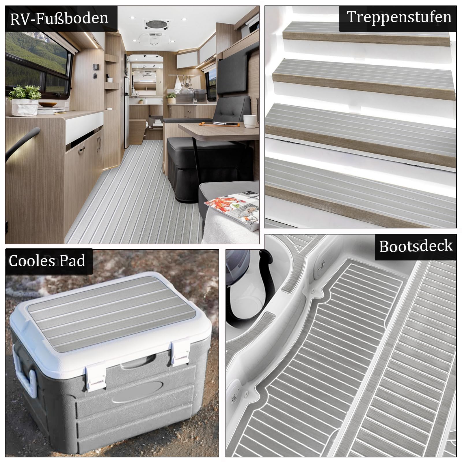 HXBYX Revêtement de sol en mousse EVA avec support autocollant 3M pour bricolage, bateau, feuille de marine, en faux teck, antidérapant, pour kayak, yacht, piscine, camping-car, 240 x 112 cm, 240 x 79