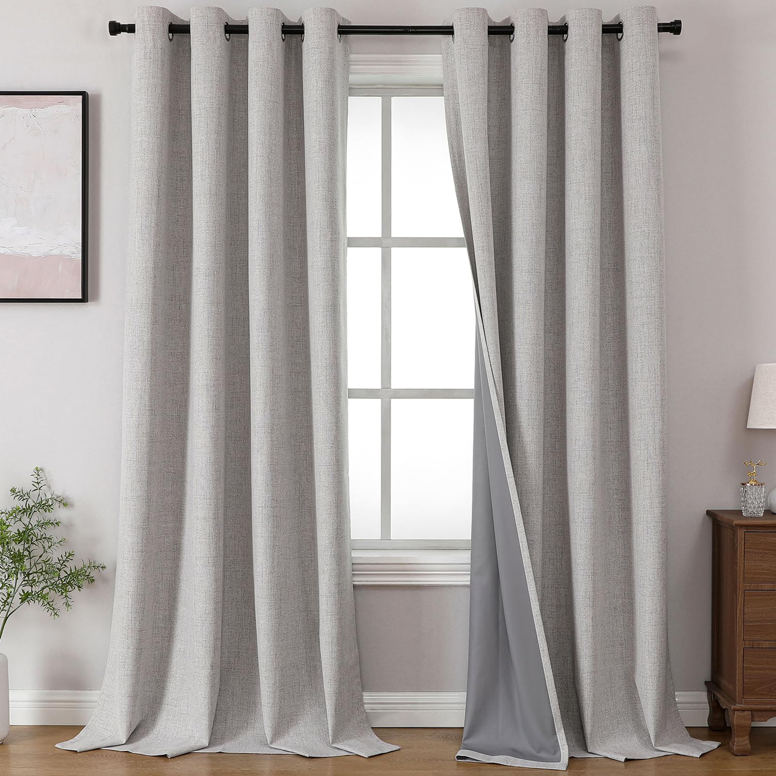Blackout Curtains 96 Inches Long, Light Blocking Curtains for Bedroom 2 Panels with Grommets, Thermal Insulated, Noise Reducing Room Darkening Drapes Privacy Protection for Living Room Window