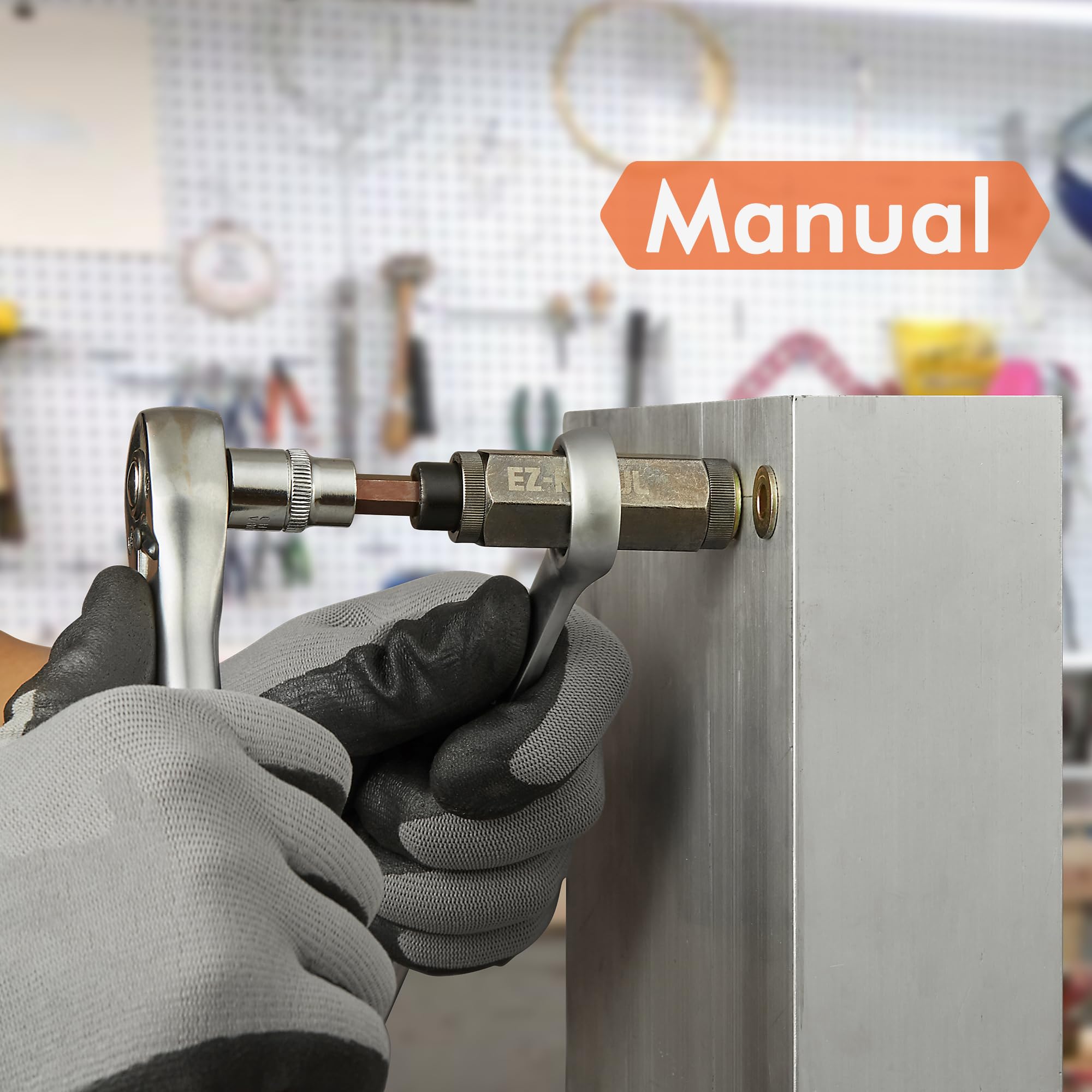 Multi-Grip Rivet Nut Installation Tool Set Pre-Bulbed Shank Flat Head Threaded Insert Nut Plus Nuts Assortment Kit Cross Rivnut for Construction Industrial (M10(Plus Nut Tool-4pcs, Stainless))