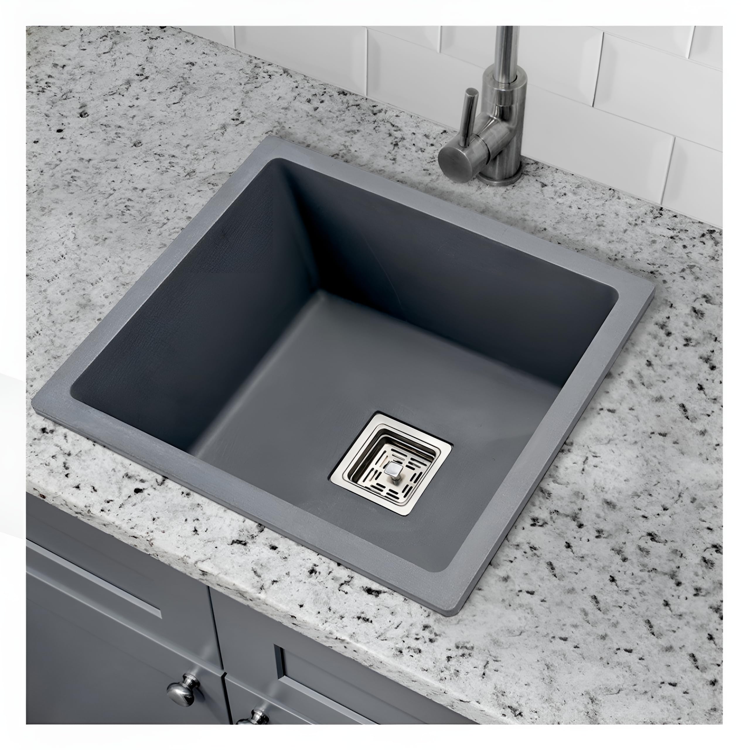 Generic Gem Quartz Kitchen Sink 24x18x9 Inches Grey - Image 1