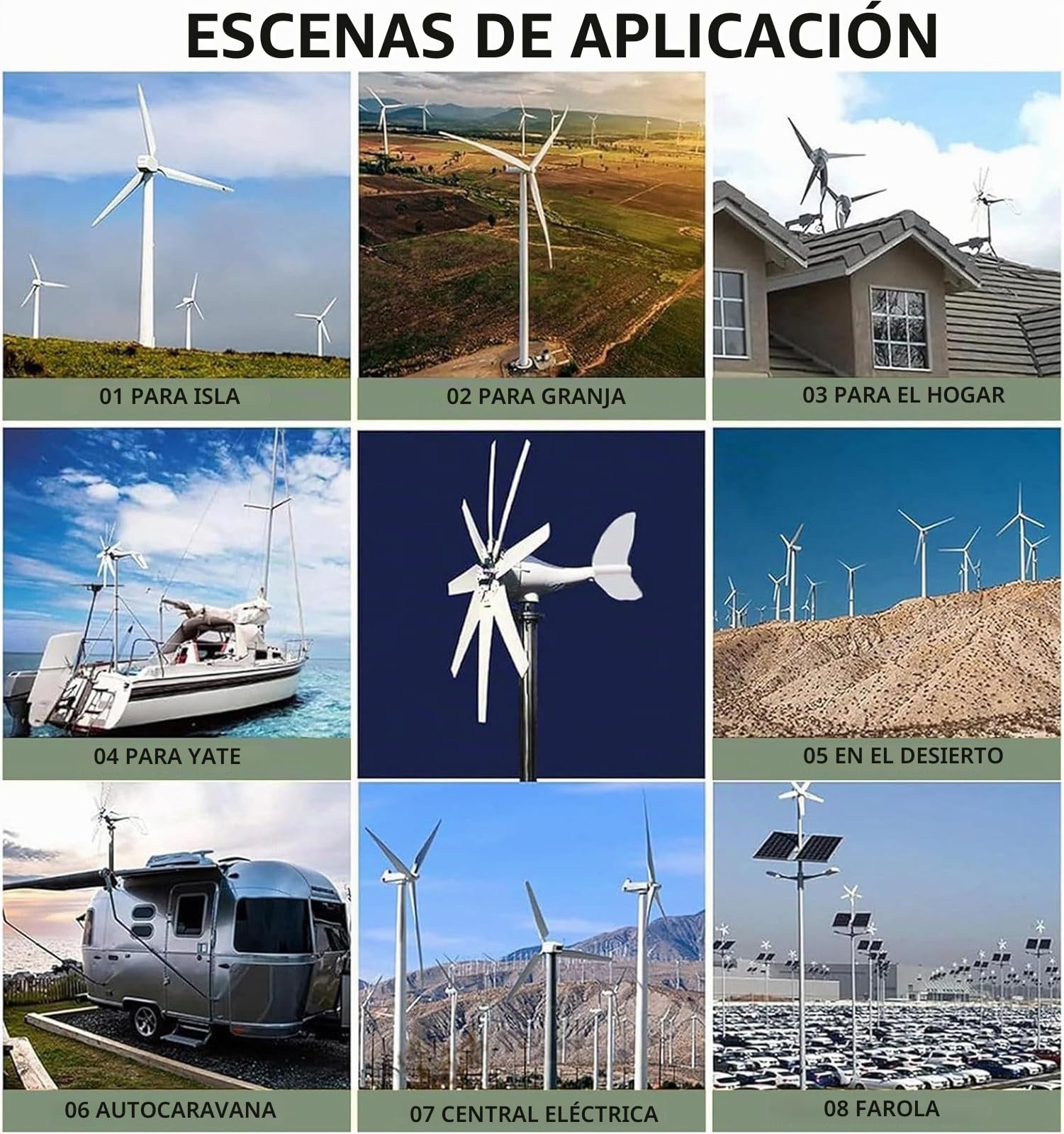 Generador de turbina eólica,Aerogenerador Horizontal Kit 20000W 12V 24V 48V 110V 220V con 8 aspas, pequeña turbina eólica for uso doméstico, RV, yate, bajo ruido,Generador de energía eólica(220V)