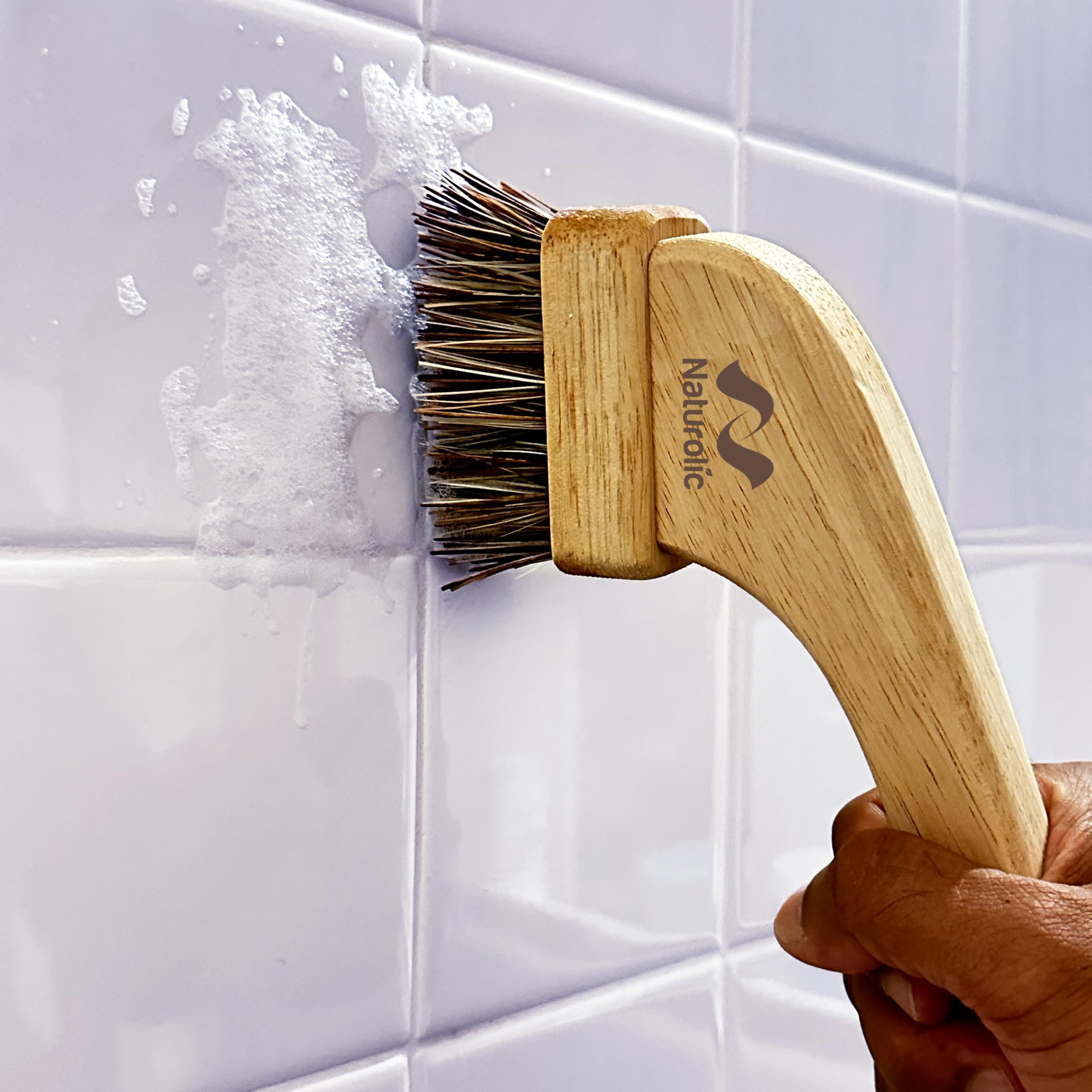 All-Natural Grout Brush Set Wooden Cleaning Brush for Tile and Floor Durable Floor Scrubber for Bathroom and Kitchen — view 7