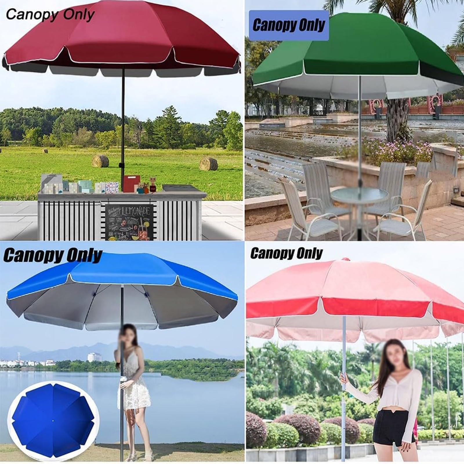 Cubierta impermeable de repuesto para sombrilla de 3 m, para sombrilla voladiza de 8 puntales, de tela, ideal para patio, jardín, playa y piscina (borgoña, 2,2 m)