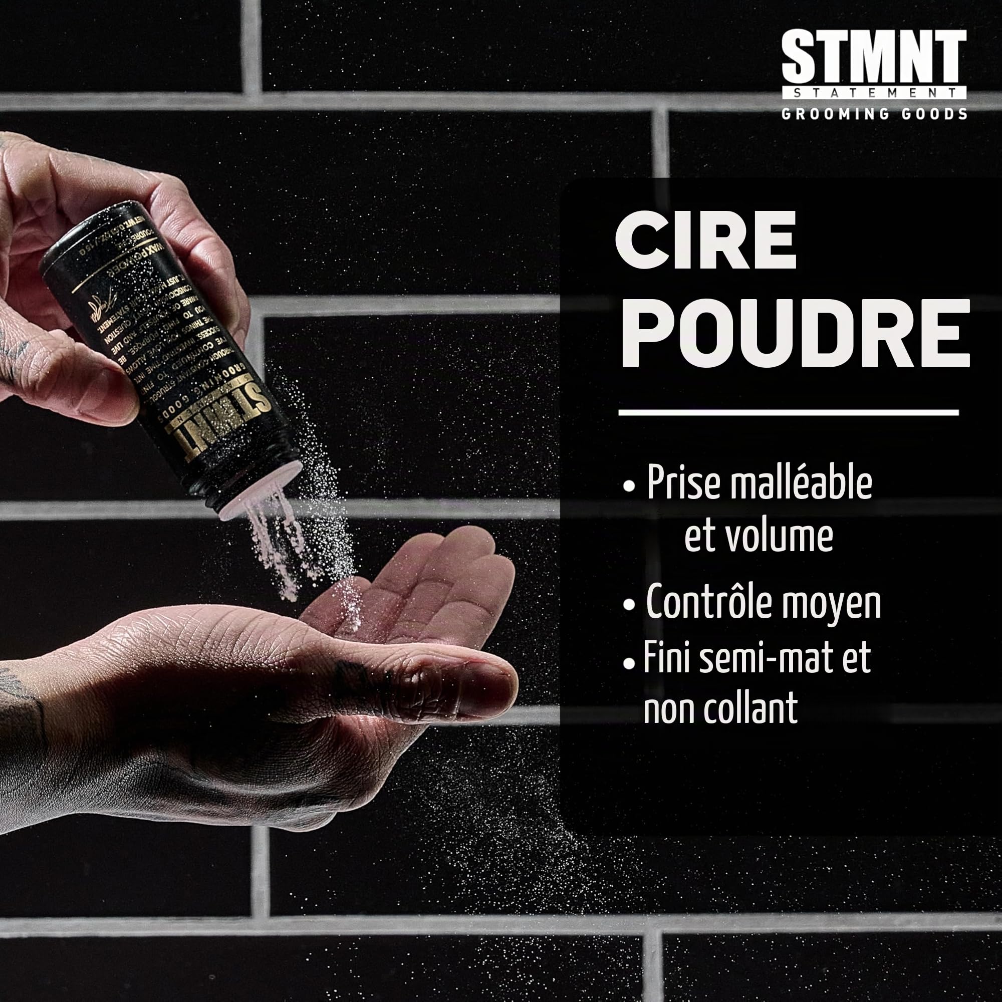 STMNT STATEMENT GROOMING GOODS Poudre de cire 15 g | Finition semi-mate | Adhérence et volume | Tenue moyenne | Facile à laver | Cheveux plus volumineux