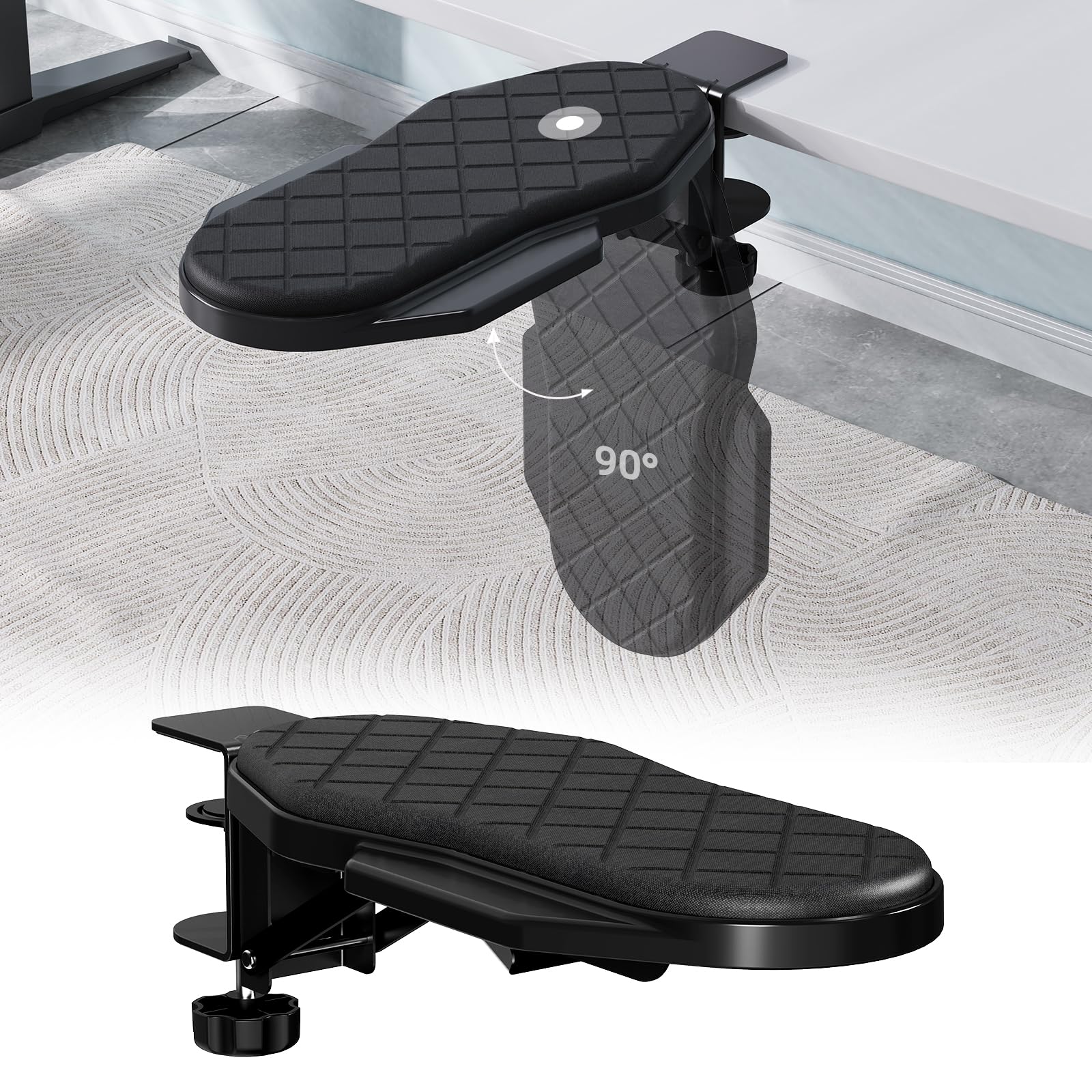 CABTE Ergonomics Desk Extender Tray, Table Mount Arm Wrist Rest Shelf, 90ยฐ Foldable Elbow Arm Support,Foldable, Swivel, Computer Desk Extender Tray for Home and Office (Foldable Model) โ image 1