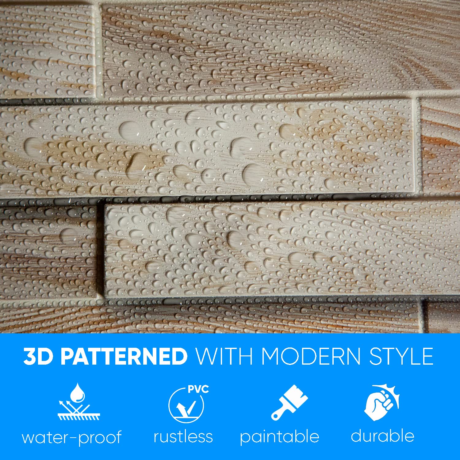 Nitte 33pcs 3D Wall Panels For Interior Wall Decor, PVC Geometric Textured Decorative Panels For Living Room, Bedroom, Kitchen, Office Lobby, 11.8"x11.8", 32 Sq.Ft Coverage (Black - View #3