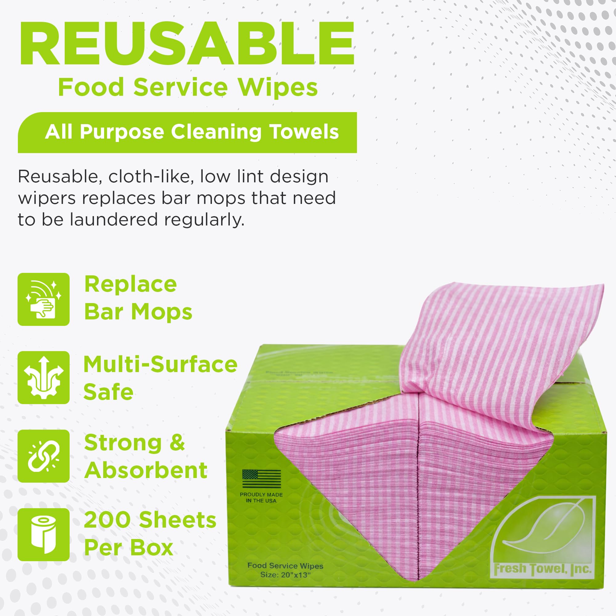 Fresh Towel Foodservice Ręczniki papierowe wielokrotnego użytku - 1/4 złożony, 33 x 50 cm - różowy wzór w prostą linię (1 opakowanie 200) uniwersalne ręczniki do czyszczenia