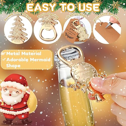 Miniatura 3 de Chengu 32 juegos de abridores de botellas de cerveza navideña, 32 piezas, árbol de Navidad, muñeco de nieve, copo de nieve, tren, abrebotellas con
