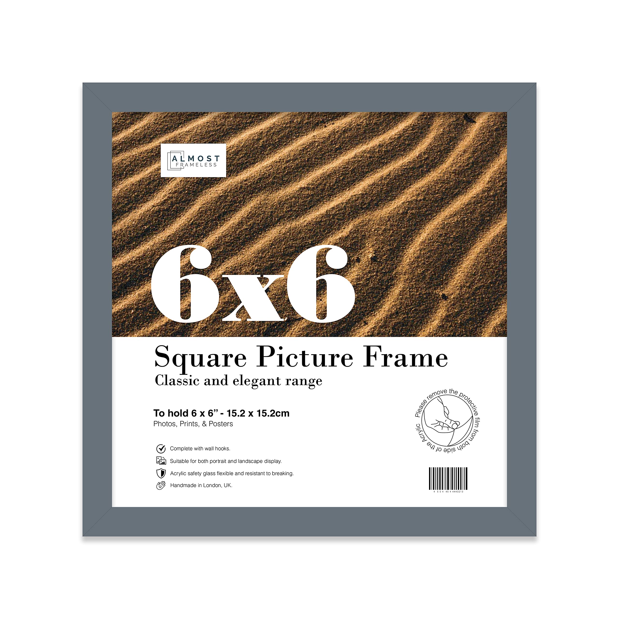 6X6 Grey Picture Frame (15.2 X 15.2Cm) PosterPhotoArtworkGallery Wall Or Print from B&Q