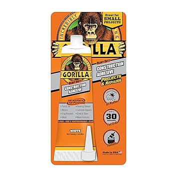 Gorilla Heavy Duty Construction Adhesive, 2.5 oz, White