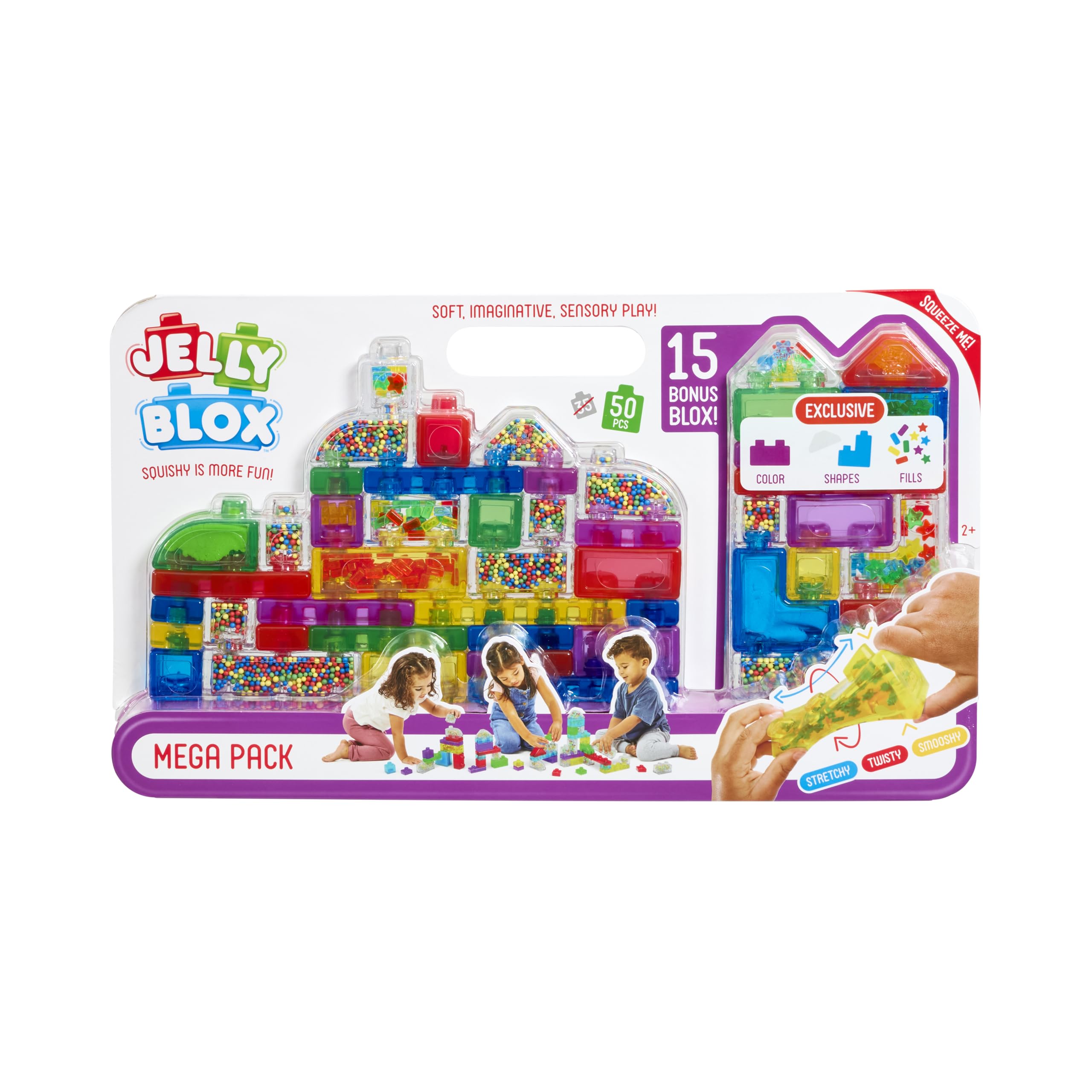 Goliath Jelly Blox Mega Pack 50 elementów (ekskluzywne) – sensoryczna gra w projektowanie od 2 lat – miękkie, kolorowe klocki do układania w stos – wspomaga motorykę – kompatybilne ze wszystkimi
