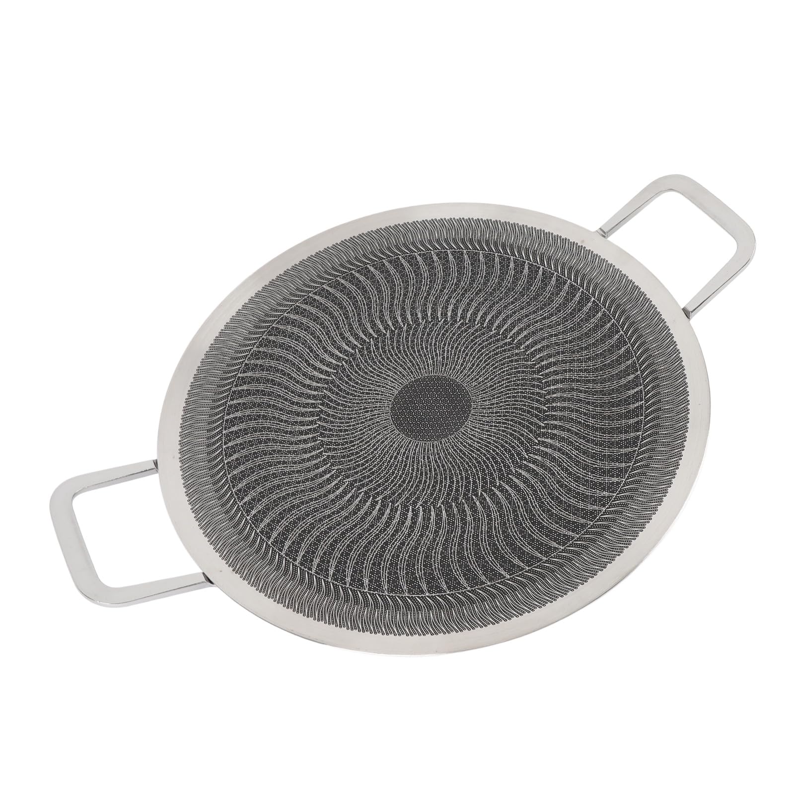 Generic Stainless Steel Korean Traditional BBQ Grill Pan, Space Saving Uniform Heat Korean Traditional BBQ Grill Pan Unique for Cooking Stoves (38cm)